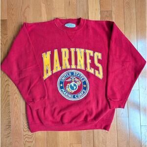 Vintage USMC Marine Corps Red Sweatshirt Size Medium United States Marines